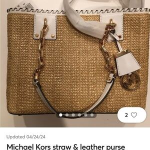Michael Kors Tan and White Shoulder Bag
